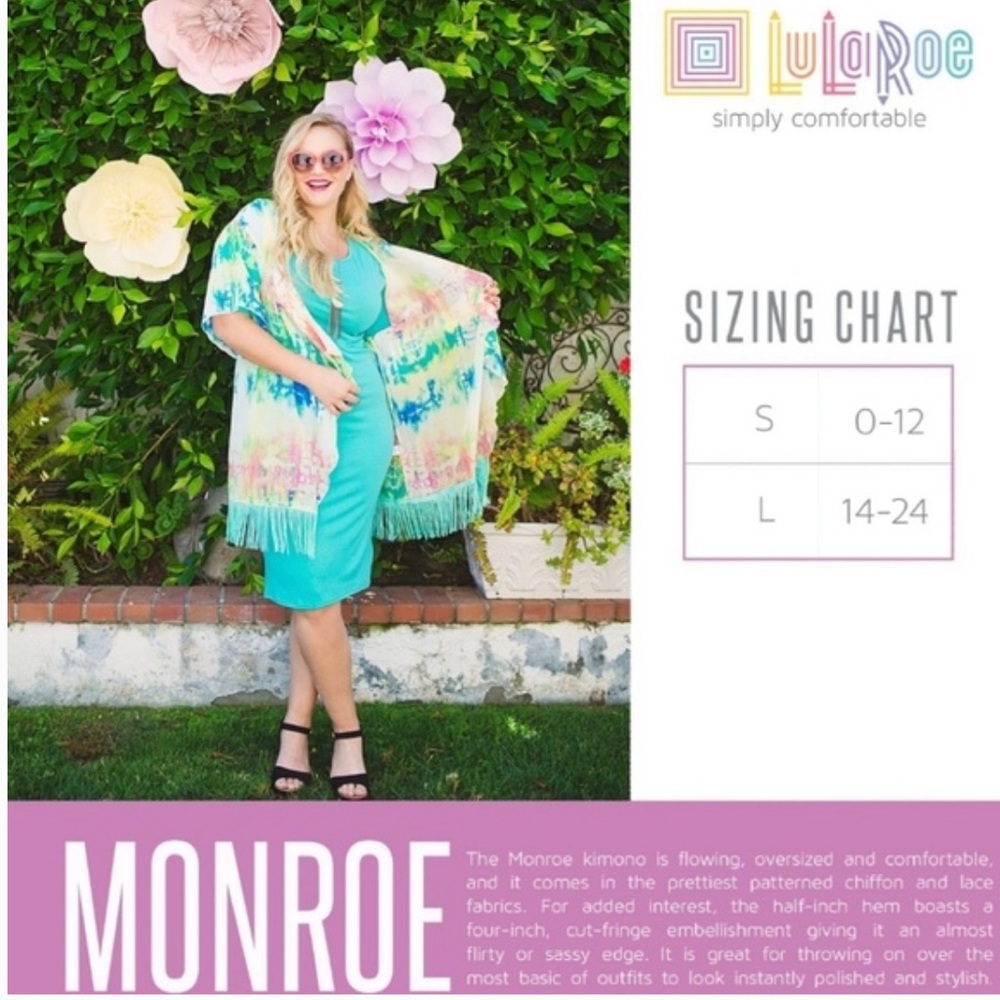 LuLaRoe Monroe Kimono Purple Fringe Cover-Up NWT Size Large Lightweight Layer